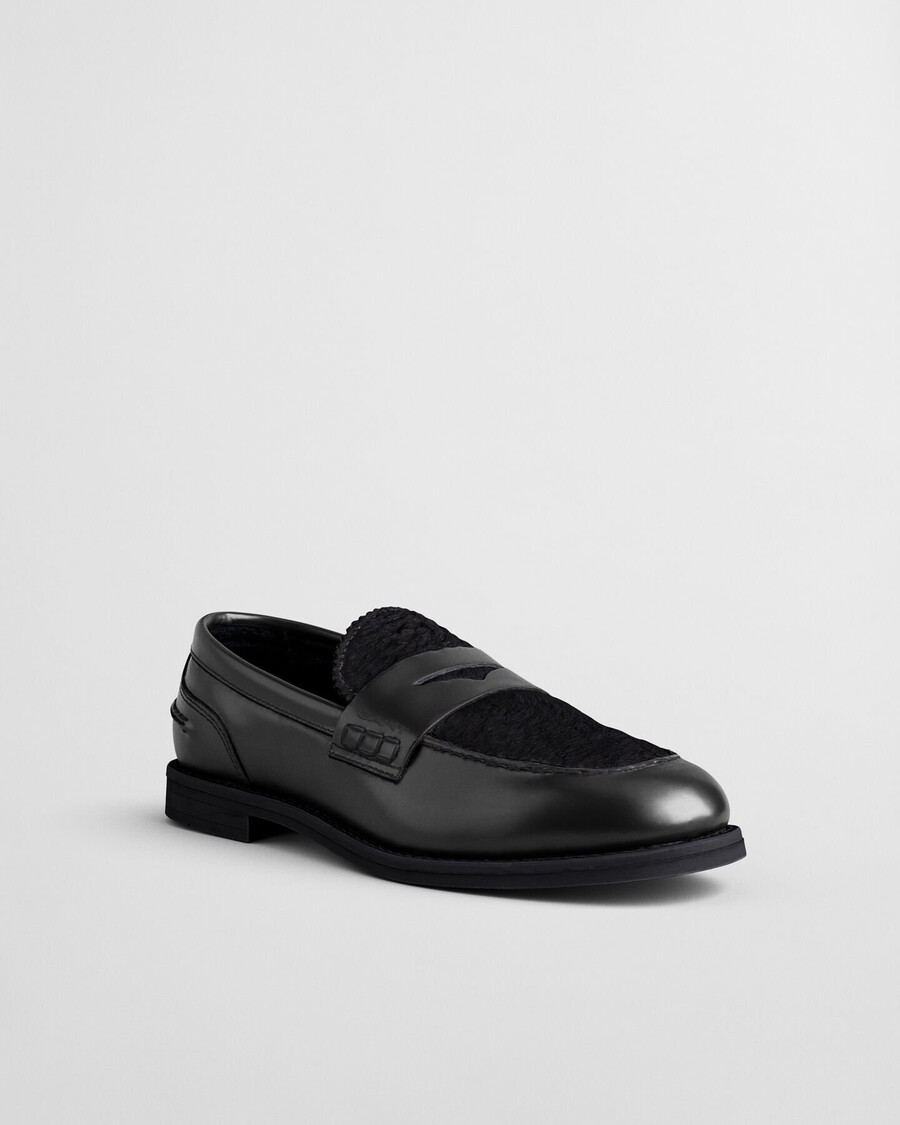 mocassini gracelyn in pelle con pelliccia - nero
