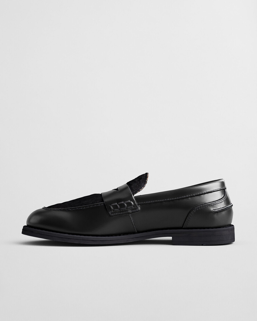 mocassini gracelyn in pelle con pelliccia - nero